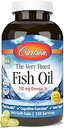 Carlson - The Very Finest Fish Oil, 700 mg Omega-3s, Norwegian Fish Oil Supplement, Wild Caught Omega-3 Fish Oil, Sustainablely Soured Fish Oil Capsules, Omega 3 Supplement, Lemon, 240 Softgels