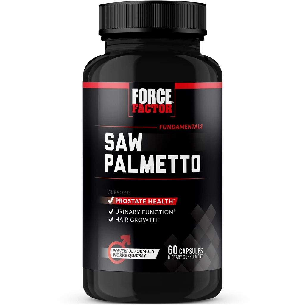 Force Factor Saw Palmetto για τους άνδρες, Prostate συμπλήρωμα για τους άνδρες να υποστηρίξουν την ουρική λειτουργία, Prostate ανακούφιση & ανάπτυξη των μαλλιών, με BioPerine για την ανώτερη απορρόφηση, 60 κάψουλες