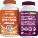 Ceylon Cinnamon (1pk) and Nitric Oxide (1pk) Supplement Bundle - Potent Vitamins for Heart, Metabolism, Balance, Circulatory, Lipid, and Immune Support - Non-GMO, Vegan, Gluten-Free