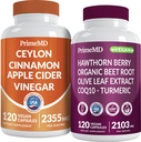 Ceylon Cinnamon (1pk) and Nitric Oxide (1pk) Supplement Bundle - Potent Vitamins for Heart, Metabolism, Balance, Circulatory, Lipid, and Immune Support - Non-GMO, Vegan, Gluten-Free