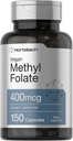 Horbäach Methyl Folate 400 mcg | 150 Vegan Capsules | Non-GMO, Gluten Free | Dietary Supplement