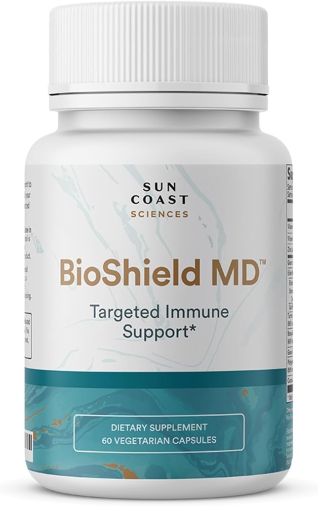 SUN COAST SCIENCES BioShield MD από Premium Ανοσία Υποστήριξη με Βιταμίνη C, Βιταμίνη D, Ψευδάργυρος, για Εστίαση, Καθαρότητα, αρθρώσεις Υγιεινή και αποκατάσταση των μυών (60 κάψουλες)