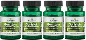 Swanson Soy-Free Genistein - Plant-Based Natural Supplement for Women - Comfort & Balance - (60 Veggie Capsules, 125mg Each) 4 Pack
