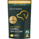 VetriScience Extra Strength Healthy Skin & Coat Chews, Omega Plus συμπλήρωμα για σκύλους, με Ισορροπημένο Ωμέγα 3, 6, 9, ιχθυέλαιο και βιοτίνη, υγεία του δέρματος, ανάπτυξη γάζας και λάμψη, πάπια, 40 κόμης