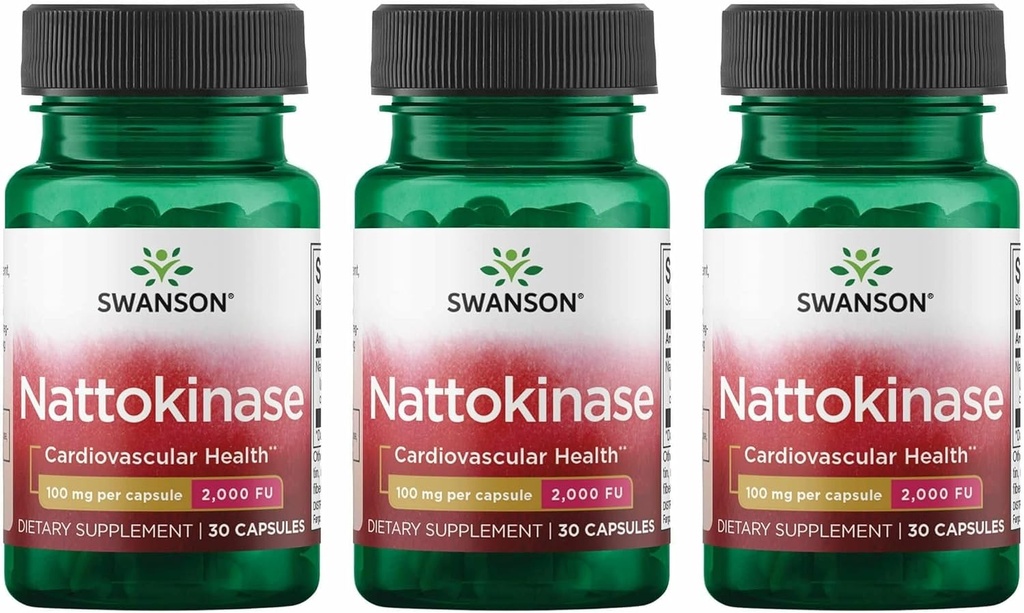 Swanson Nattokinase 2000 Fibrinolytic Units 100 Milligrams 30 Capsules Enzyme (3 Pack)