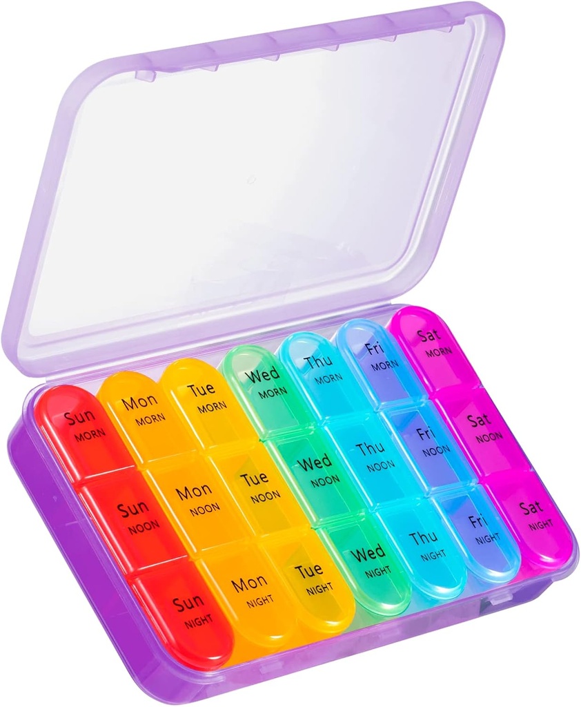 Asprink Pill Organizer 3 φορές την ημέρα, μεγάλη υπόθεση χάπι με 21 διαμέρισμα Travel Pill Organizer, να κρατήσει βιταμίνες, ιατρική