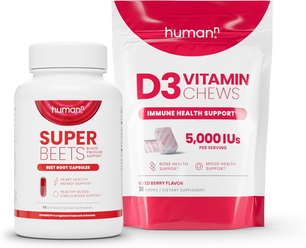 Ανθρώπινο SuperBeets Κάψουλες ρίζας τεύτλων και D3 μάσημα