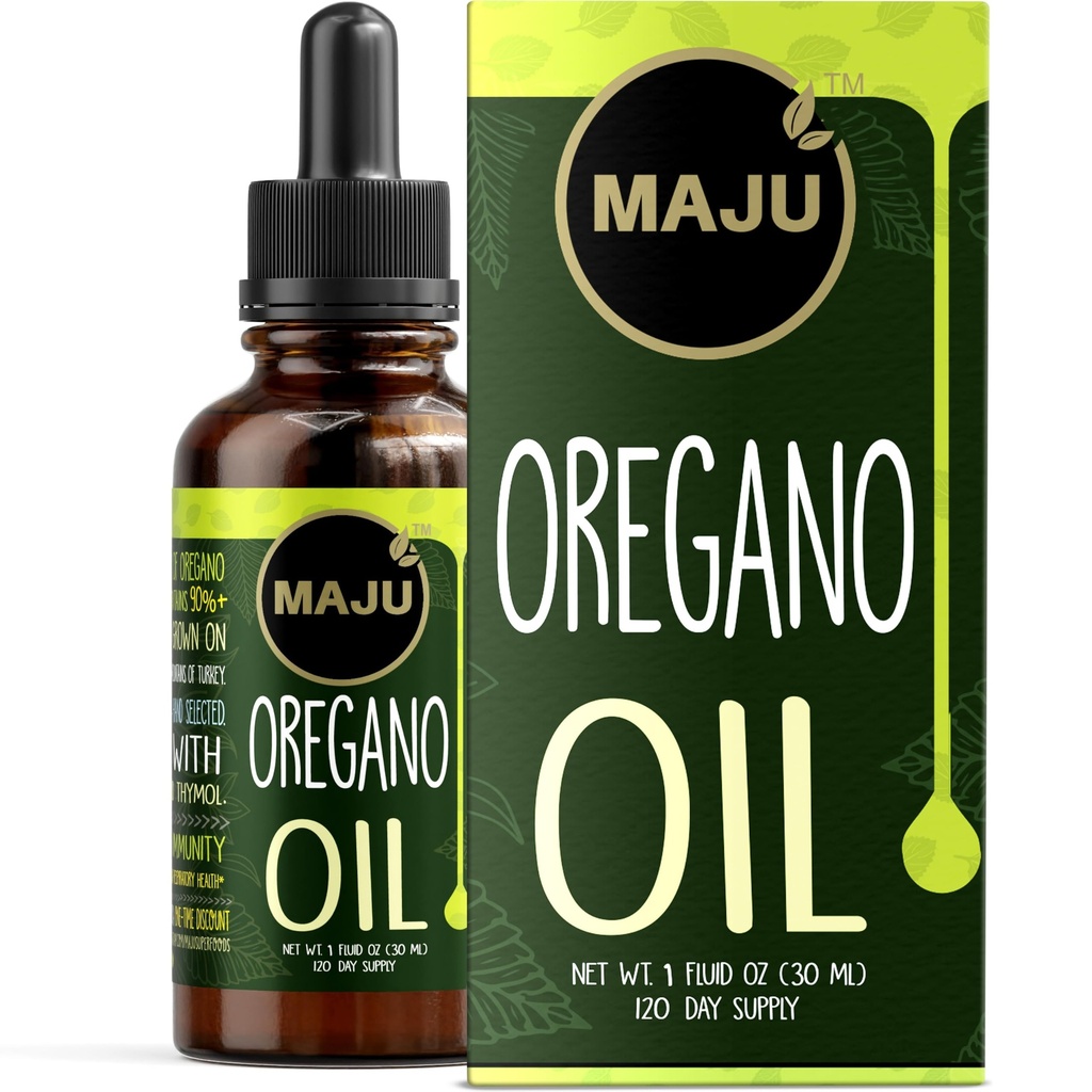 Maju Superfoods Oregano Oil Drops, Potent 90%+ Carvacrol (1 fl Oz) Wild Mediterranean Essential Oil of Oregano Liquid, Aceite de Oregano, Immune and Seasonal Support