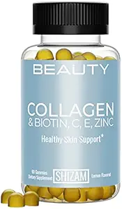 SHIZAM Hydrolyzed Bovine Collagen Biotin Gummies με Multi-Vitamin C, E & Zinc για την ανάπτυξη των μαλλιών-απώλεια και ισχυρό καρφί. Εναλλακτική λύση για τα υγρά σταγόνες, χάπια & σαμπουάν κερατίνης για τις γυναίκες