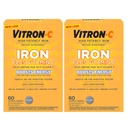 Συμπλήρωμα σιδήρου Vitron-C, μία φορά την ημέρα, υψηλής ισχύος σιδήρου συν βιταμίνη C, υποστήριξη της παραγωγής ερυθρών κυττάρων αίματος, βαφές δωρεάν δισκία, 60 κόμης, 2 συσκευασία