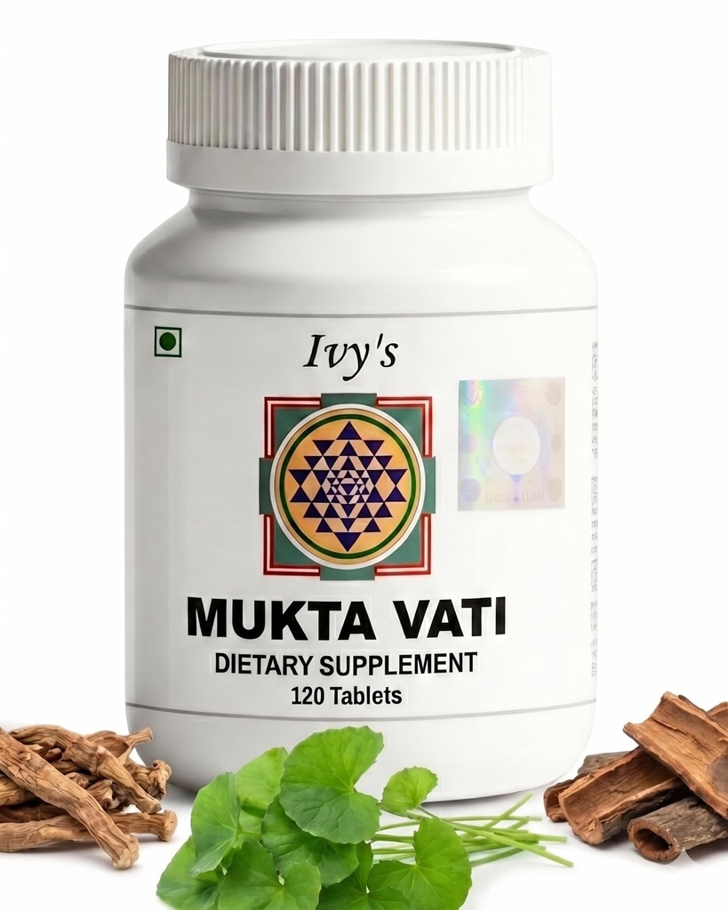 Ivy's Mukta Vati 120 Tablets - Potent Ayurvedic Herbal Supplement for Blood Pressure Support & Heart Health with Gotu Kola, Arjuna Bark & More - Talc Free, Laboratory Tested
