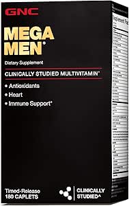 GNC Mega Men Multivitamin, Heart Health, and Immune Support, 180 Count