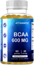 Vitamatic BCAA Gummies - Κλάδος αλυσίδα Amino Acid Συμπληρώματα - Ροδάκινο Γεύση - 600mg ανά υπηρεσία - 60 Vegan Pectin Based Gummies (1 μπουκάλι)