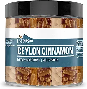 Earthborn Elements Ceylon Cinnamon 200 Capsules, Pure & Undiluted, No Additives
