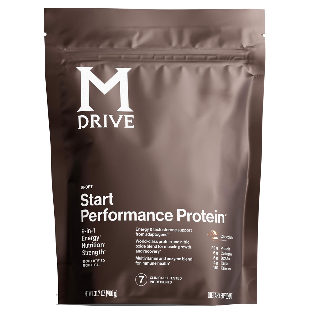 Mdrive Start, 9-σε-1 Πλήρης διατροφή και πρωτεΐνη Shake σκόνη, υποστηρίζει την ενέργεια, τη δύναμη, την πέψη, ανοσοποίηση υγεία, νιτρικό οξείδιο, ανάκτηση και μειώνει το άγχος - σοκολάτα μους 31,7oz, 30 υπηρεσίες