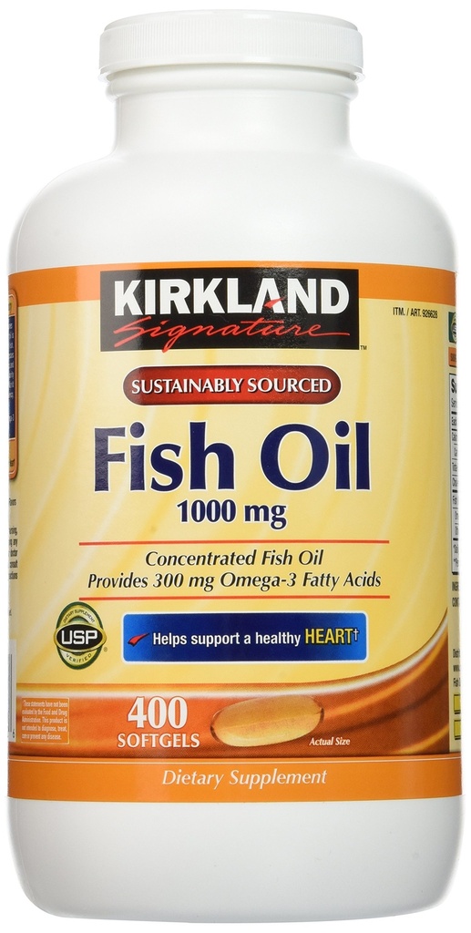 Kirkland Υπογραφή Φυσικό ιχθυέλαιο Πυκνό με Ω-3 λιπαρά οξέα - 400 Softgels (πακέτο των 2)