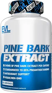 Evlution Nutrition Pine Bark Extract - Αντιοξειδωτική Υποστήριξη - 240 mg Pine Bark Extract Ανά Καψάκιο - 95% Proanthocyanidins - Vegan & Non-GMO - Συμπλήρωμα διατροφής - 90 Σερβιέτες - 90 κάψουλες Veggie