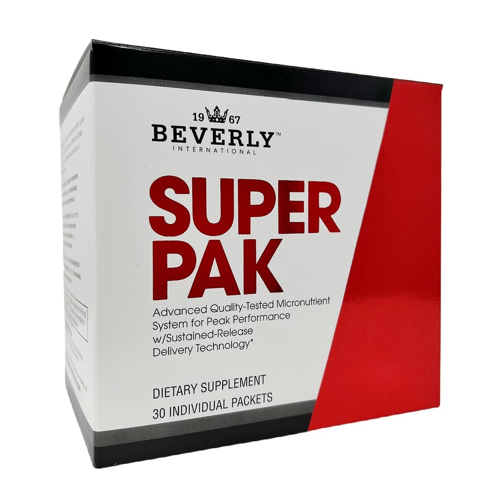 Beverly International Super Pak. 30 πακέτα. Υψηλής ισχύος πολυβιταμίνη, Καθημερινή συσκευασία για ενέργεια, απόδοση, υγεία ανοσοποιητικού συστήματος. Προσαρμοσμένη για αθλητές, ενεργούς άνδρες και γυναίκες από το 1970.