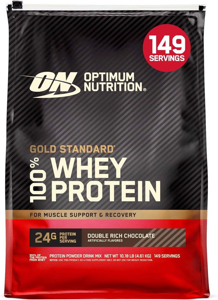 Βέλτιστη διατροφή Gold Πρότυπο 100% πρωτεΐνη Whey σκόνη, διπλή πλούσια σοκολάτα 10 λίρα (συσκευασία Μαΐου Vary)