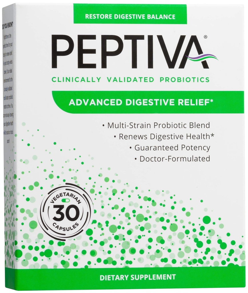 Peptiva Advanced 50 Billion CFU Probiotic - Digestive Relief - Κλινικά έγκυρη, Premium Probiotic, 30ct