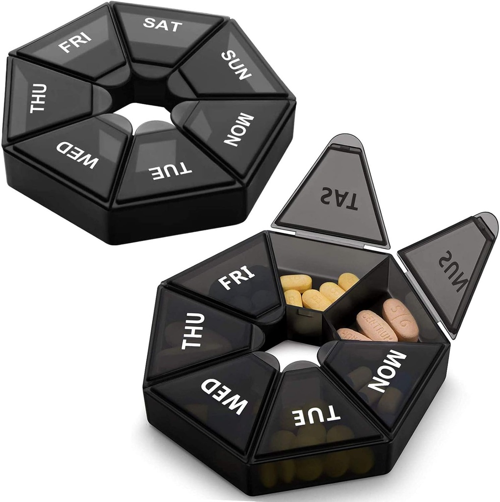 2PCS Εβδομαδιαίος Διοργανωτής Χάπια Μεγάλος 7 ημερών Διοργανωτής Χάπια Κουτιά Καθημερινής Ιατρικής περίπτωσης για χάπια βιταμινών ψαριών Συμπληρώματα Αρθρίτιδα Φιλική