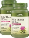 GNC Herbal Plus Milk Thistle 1300mg, Twin Pack, 120 Caplets per Bottle, Supports Healthy Liver Function