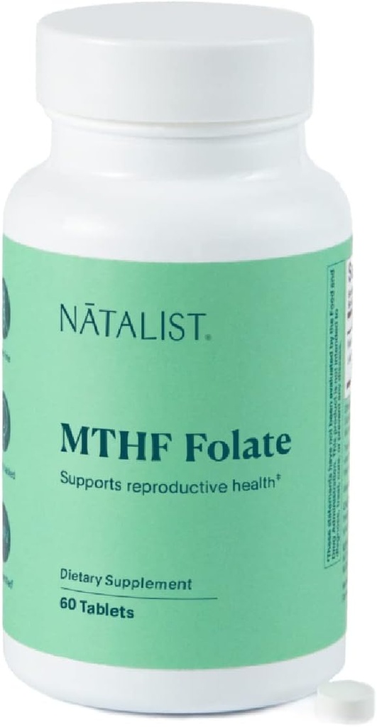 NATALIST MTHF Folate 1000 mcg (L-5- MTHF) Υποστηρίζει την Υγιή Γονιμότητα και Εγκυμοσύνη για τις γυναίκες - Καθημερινή Follate συμπλήρωμα για την αναπαραγωγική υγεία & ανάπτυξη του εμβρύου - Vegan, χωρίς γλουτένη - 60 δισκία