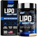 Nutrex Lipo 6 Nighttime Fat Burner | Melatonin Sleep Aid & Weight Loss Diet Pills for Men and Women | Night Time Metabolism Booster Appetite Suppressant | 30 Servings (1)