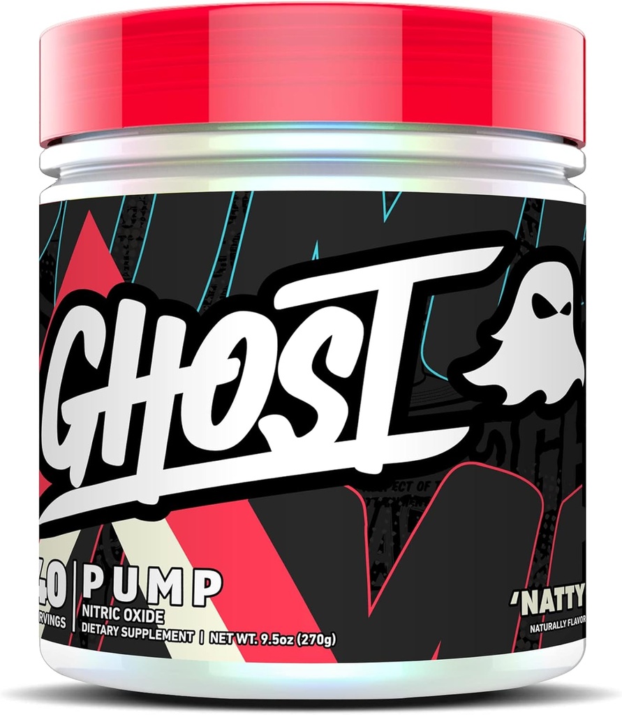 GHOST Pump Nitric Oxide Powder, Natty - 40 Servings - Sugar & Stim-Free Pre-Workout Supplements - L-Citrulline, Arginine Nitrate & L-Glutathione - Soy & Gluten-Free, Vegan