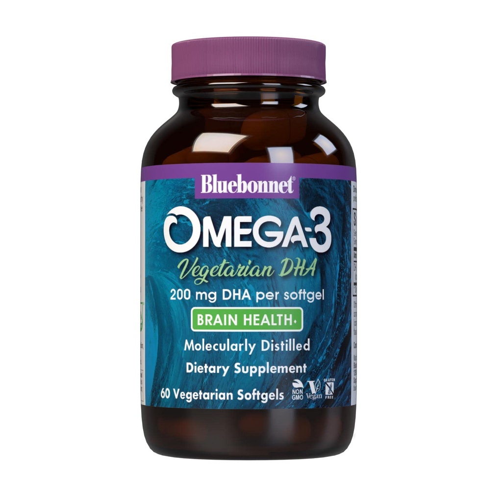 BlueBonnet Natural Omega-3 Χορτοφαγικά DHA χορτοφαγικά Softgels, 200 mg, 60 Count ('743715009097)