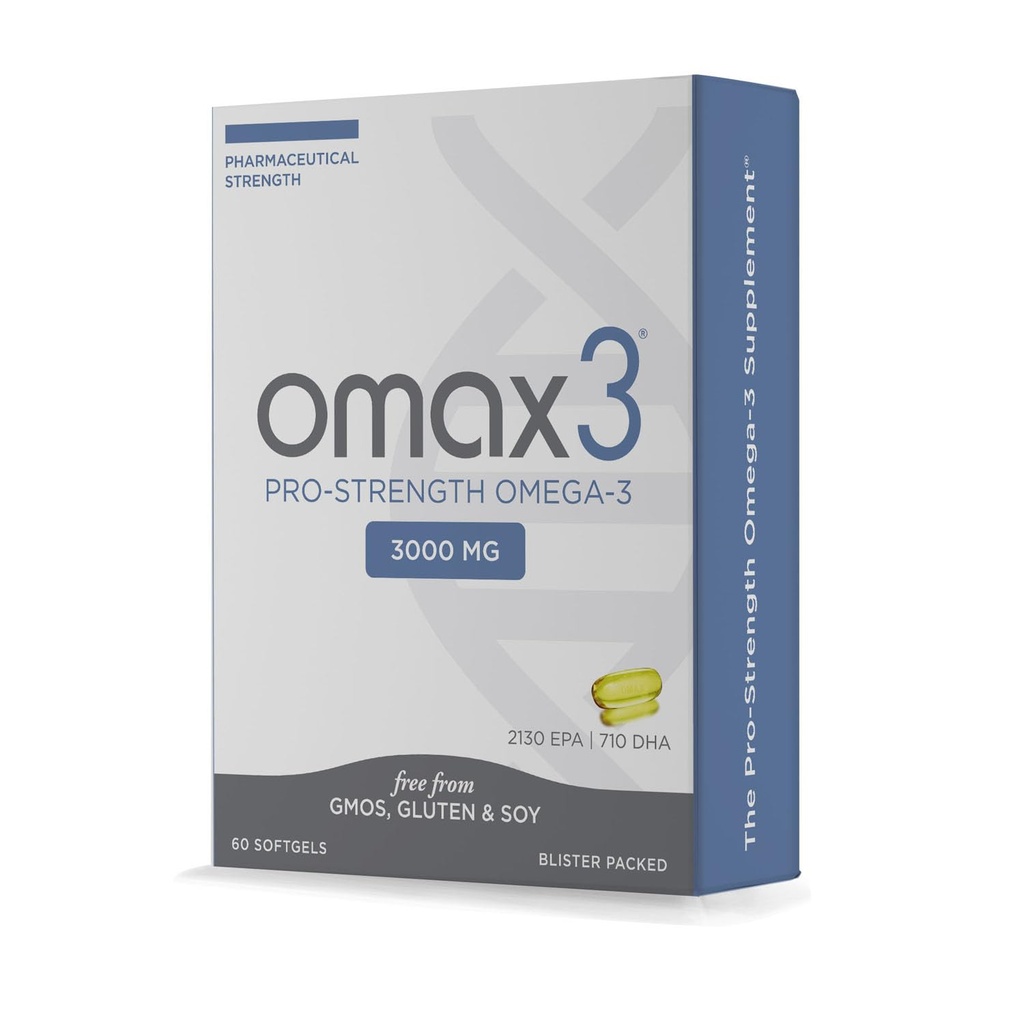Omax3 Professional Strength Ultra-Pure Omega-3 Fish Oil - 1000 mg - Maximum Joint & Muscle Support - EPA DHA - NSF Certified - 60 Softgel Blister Pack