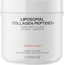 Codeage Liposomal Collagen Peptides σκόνη + βιταμίνη C & Quercetin, Phospholipid Complex, Grass-Fed Pasture-Raied Hydrolyzed Collagen τύπου I & III συμπλήρωμα All-in-One, Non-GMO, 14.97 oz