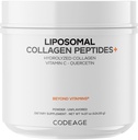 Codeage Liposomal Collagen Peptides σκόνη + βιταμίνη C & Quercetin, Phospholipid Complex, Grass-Fed Pasture-Raied Hydrolyzed Collagen τύπου I & III συμπλήρωμα All-in-One, Non-GMO, 14.97 oz
