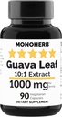 MONOHERB Guava Leaf 10x Extract 1000 mg - 90 Capsules - Equal to 10,000 mg