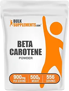 BulkSupplements.com Beta Carotene Powder - Beta Carotene Supplement, Vitamin A Supplement for Immune and Vision Support - Χωρίς γλουτένη, 900mg per Serving, 500g (1.1 lbs) (Συσκευασία των 1)