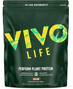 Vivo life Perform Plant Protein Powder - Pea & Hemp Protein Blend με BCAA (34,85 oz, Raw Cacao)