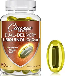 Ubiquinol CoQ10 600 MG Softgels με Omega-3 & Shilajit & PQQ, Advanced Dual-Delivery Coenzyme-Q10, Active CoQ10 Ubiquinol Supplement for Fertility, Antioxidant, Heart, Brain & Energy, 360 Services