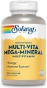 SOLARAY Multi-Vita Mega-Mineral Multivitamin for Women and Men with Vitamin D, Vitamin C, Magnesium, Zinc and More - Energy and Immune System Support - 60-Day Guarantee - 30 Servings, 120 Capsules