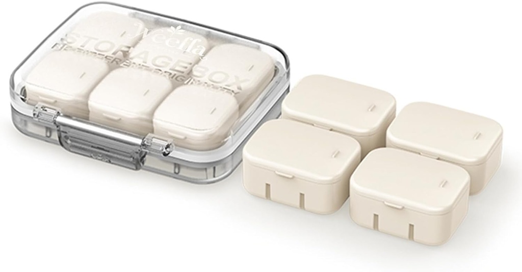 Ultra Small Travel Pill Organizer for Purse, 10 Tiny Αποσπώμενα Εσωτερικά Κουτιά, Airtight Βιταμίνη Θήκη με Χρώμα Stickers, Compact & Portable Χαριτωμένο Medicine Container for Supplement (AP)