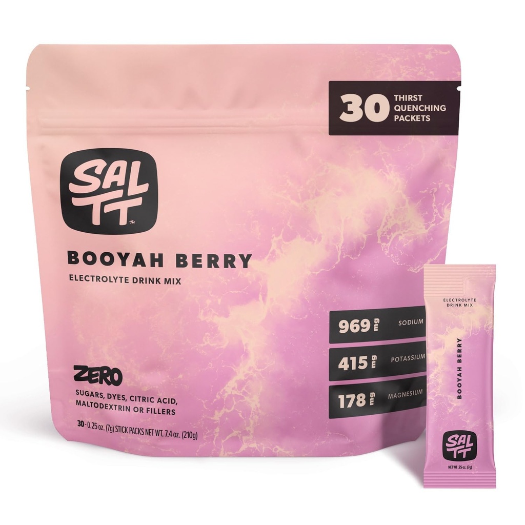 SALTT Ηλεκτρολυτές σκόνη αρωματικό ποτό Mix - Booyah Berry - 30 πακέτα ενυδάτωσης - Μαγνήσιο, Κάλιο, Νάτριο, Ορυκτά ίχνη - Μηδενική ζάχαρη & Χωρίς γλουτένη - Απαραίτητα ταξιδιού