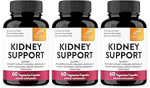 Sandhu's Kidney Cleanse Detox & Repair Support Supplement for Men and Women | with Cranberry Extract | Helps Support Kidney & Urinary Tract Health | 60 Vegetarian Capsules (Pack of 3)