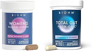 BIOHM συνολική προβιοτική και Gut-Brain σύνδεση Bundle, 30 δισεκατομμύρια CFU καθημερινή προβιοτική με καλά βακτήρια, μύκητες, μνήμη υποστήριξης, συγκέντρωση, εστίαση, και ισορροπημένη Gut, 30 εξυπηρετεί το καθένα
