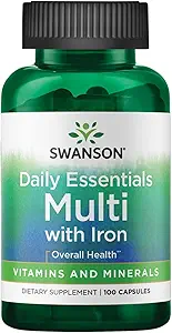 Swanson Multi and Mineral Daily Men's Women's Multivitamin Multimineral Health Supplement 100 Capsules (Caps)