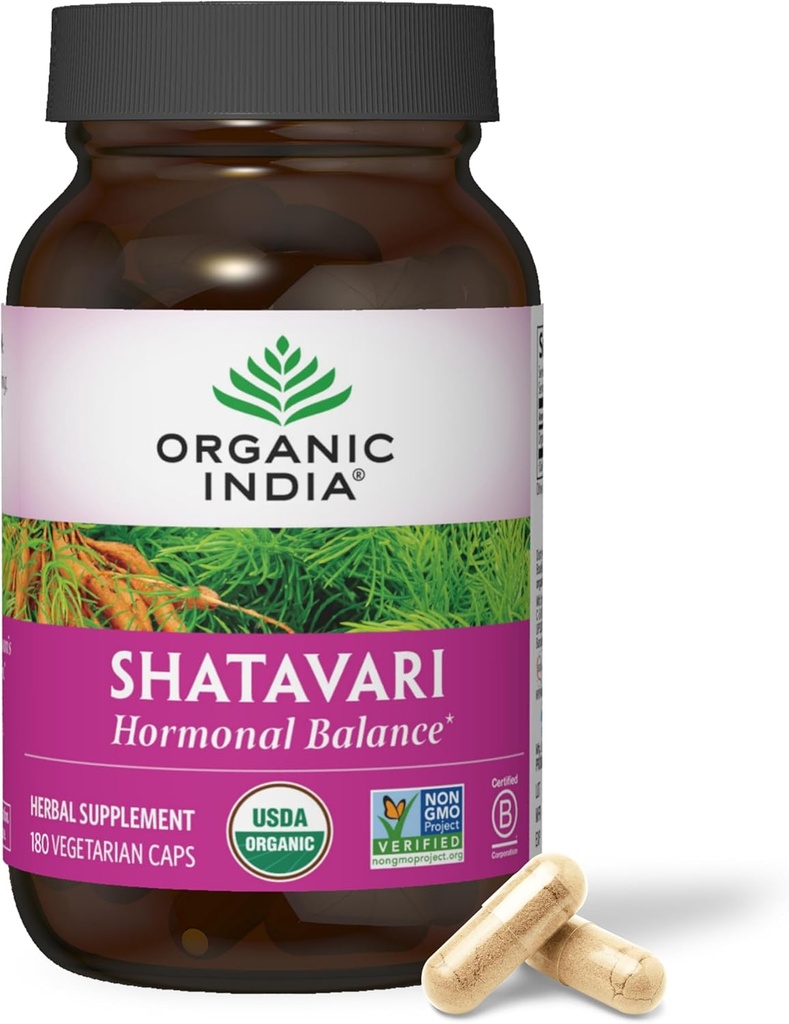 ORGANIC INDIA Shatavari Κάψουλες - συμπλήρωμα βοτάνων, υποστηρίζει ορμονική ισορροπία, υποστήριξη ανοσοποιητικού συστήματος, Vegan, Gluten-free, USDA Organic, υποστηρίζει αναπαραγωγική υγεία - 180 κάψουλες