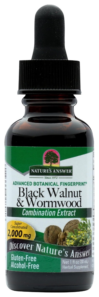Natures Answer Black Walnut and Wormwood 1 oz 30mL 200mg. Extract, Liquid,promotes digestion,Vegetable Glycerin And Purified Water
