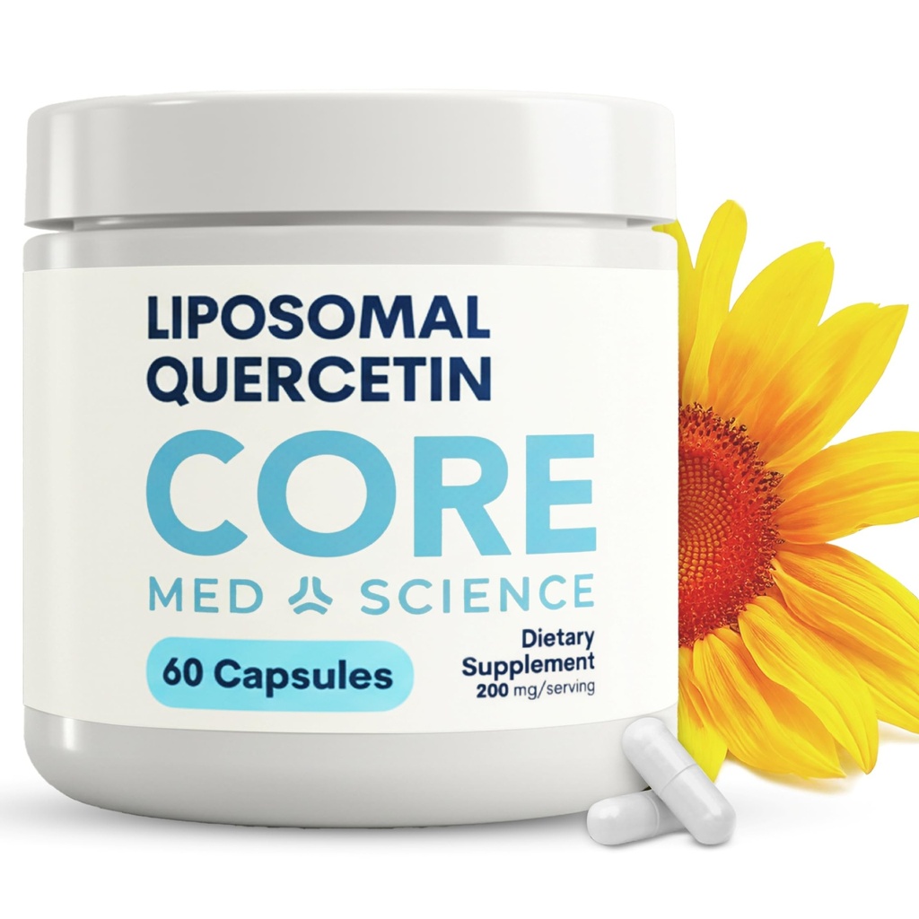 Core Med Science Liposomal Quercetin Supplement, 200mg - Physician Formulated Supports Histamine Balance, Immune Support & Antioxidant Defense - High Absorption Bioavailable Capsules, Made in USA