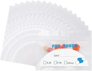 100 Τσάντες Pack Pill Pouch - (4" X 2,75") Πάχος είναι 6 Mil, Φορητή πλαστική σακούλα χάπια Κρατήστε βιταμίνη, συμπληρώματα, φαρμακευτική αγωγή, και αποθήκευσης βιταμινών
