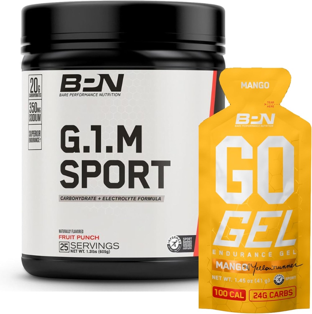 BARE PERFORMANCE NUTRITION BPN G.1.M. Sport Endurance Training Fuel & Go Gel Endurance Gel Mango Bundle