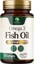 Ωμέγα 3 Fish Oil 2400 mg συμπλήρωμα, με βιώσιμη προέλευση, τριπλή δύναμη Omega-3 συμπλήρωμα Softgels, Brain Health Support, EPA & DHA Fish Oil λιπαρά οξέα συμπληρώματα, γλουτένη & GMO δωρεάν, 120 Softgels