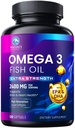 Ωμέγα 3 Fish Oil 2400 mg συμπλήρωμα, με βιώσιμη προέλευση, τριπλή δύναμη Omega-3 συμπλήρωμα Softgels, Brain Health Support, EPA & DHA Fish Oil λιπαρά οξέα συμπληρώματα, γλουτένη & GMO δωρεάν, 120 Softgels